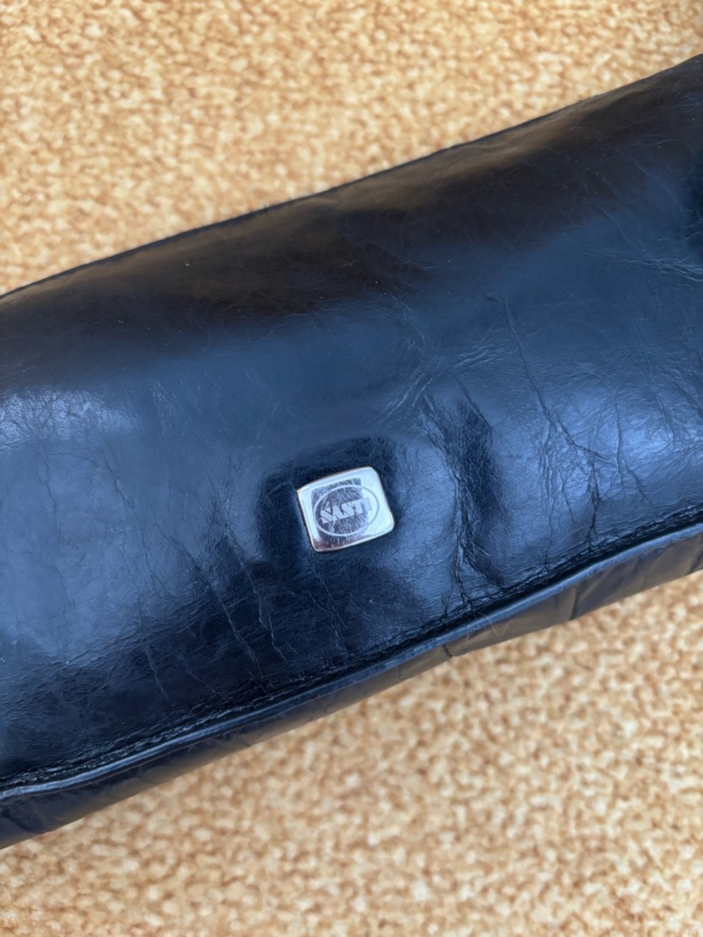 Black Leather Shoulder Bag with Silver Accent - Picture 2 of 5